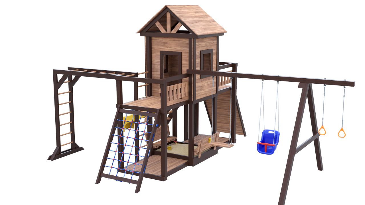 Детская площадка LARGE HOUSE с рукоходом, домиком и песочницей