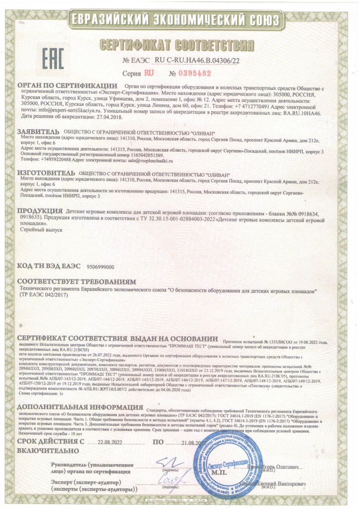 Сертификат ТР ЕАЭС 042/2017